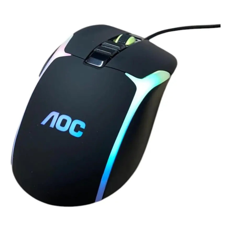Mouse Gamer Profissional Marca Aoc Modelo Gm190 Rgb Usb 7200 Dpi Preto Com Led - Acessórios De Informática