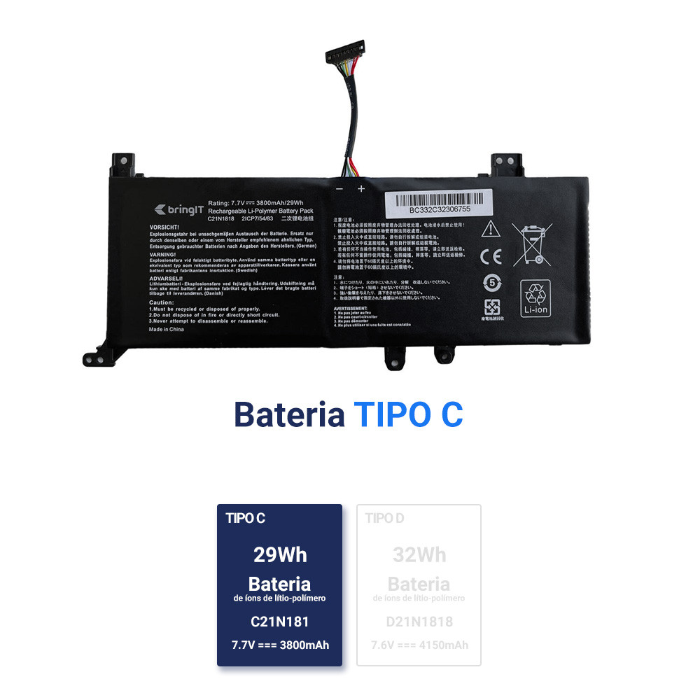 Bateria para Notebook Asus M Series M515DA-EJ533T 7.7V