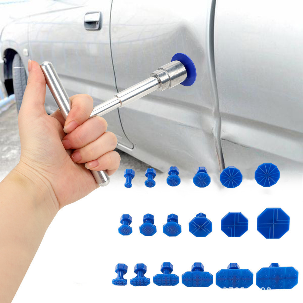Ferramenta de reparo de amassados de carro, chapa metálica, reparo curto, extrator de reparo em T + 18 ferramentas de fo