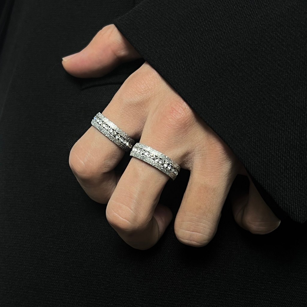 anel anel solitario HUANGLIN Gypsophila Diamante Anel de Aço Titânio Homens Mulheres Na Moda ins Nicho Design Anel de De