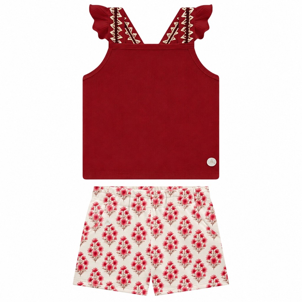 Conjunto Infantil Menina Milon Verão Blusa Regata e Shorts Estampado Leve Moderno 2001765