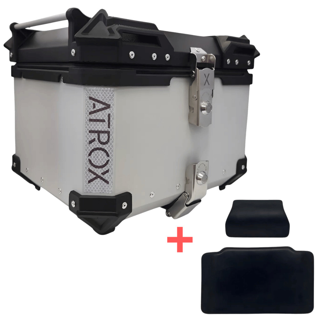 Bauleto Bau Para Moto 45l Atrox Space Universal (Alumínio ) Forrado Com Encosto De Brinde Completo