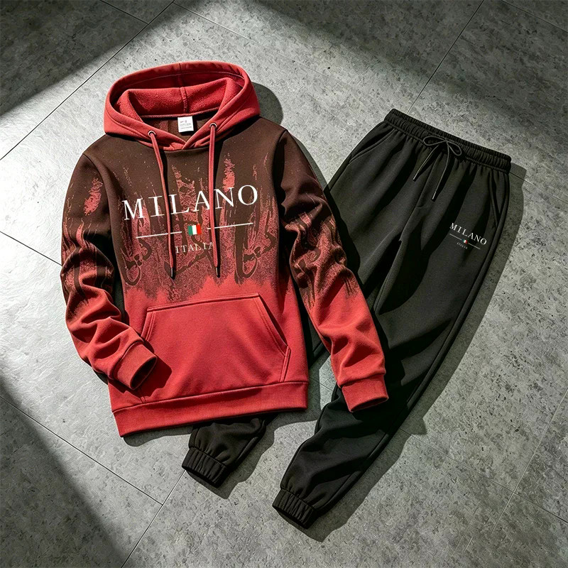 2026 Nova Chegada Agasalho Masculino Com Capuz E Moletom Itália Moda Esportiva 2 Pçs Conjunto Diário Casual Esportes Jog