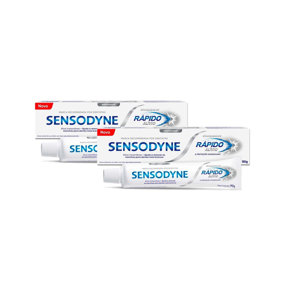 Kit 2 Creme Dental Sensodyne Branqueador Rápido Alívio 90g