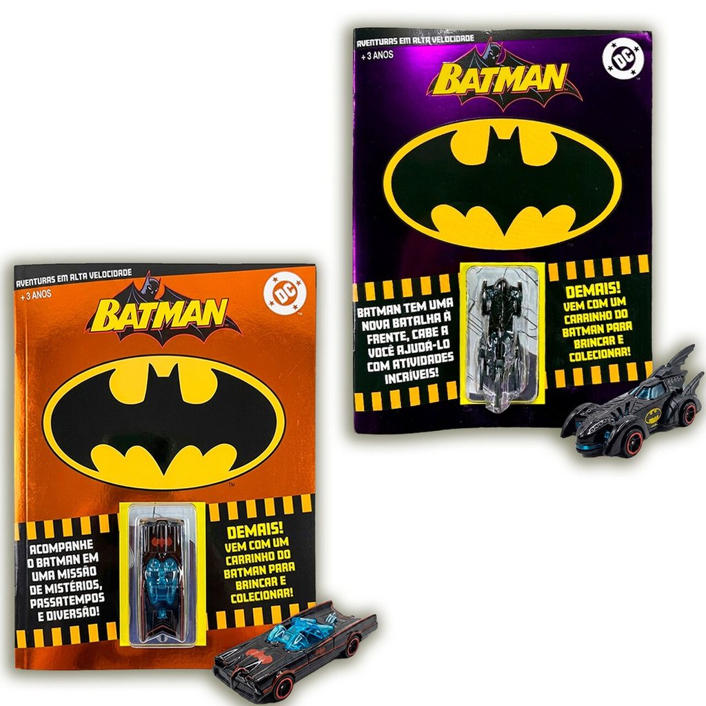 Coleção Batman Aventuras em Alta Velocidade | Kit com 2 Livros + 2 Carrinhos Exclusivos