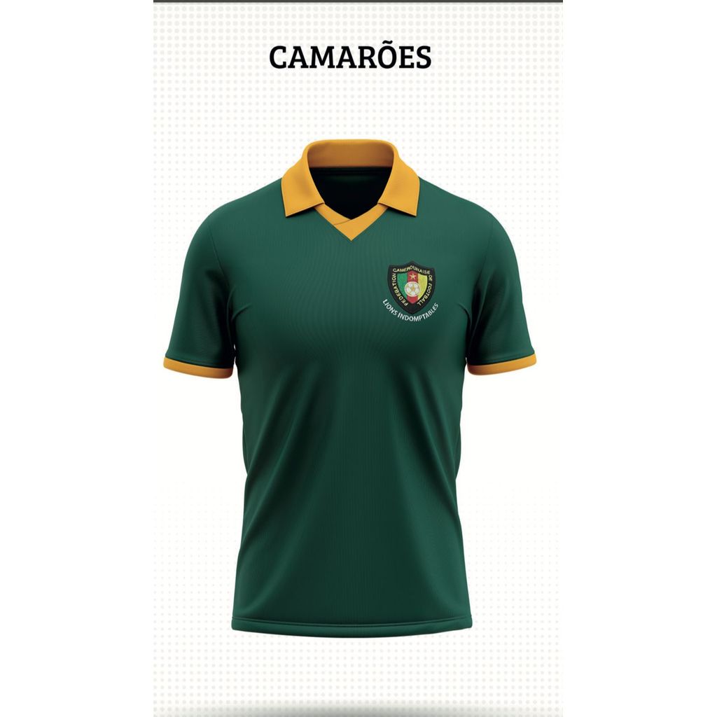Camisa Camaroes Leopardos Time Seleção Africana Mundial Licenciada Futebol leões indomáveis Biyik 1982
