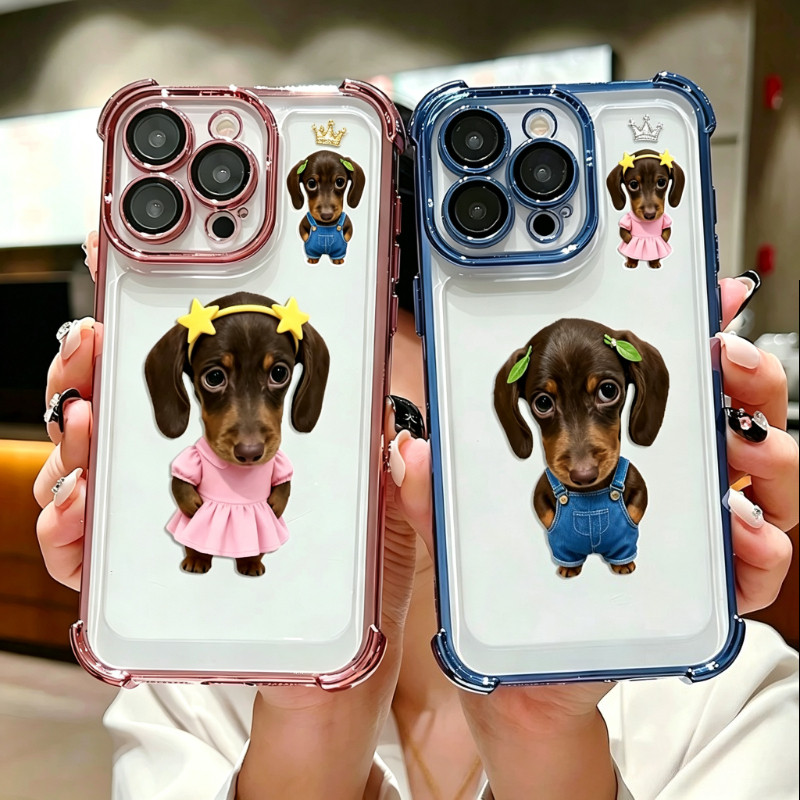 Capa De Telefone Transparente De Casal Dachshund Fofo Para Samsung Galaxy A13 A12 A11 A10S A07 A06 A05 A05S A04 A04E A03