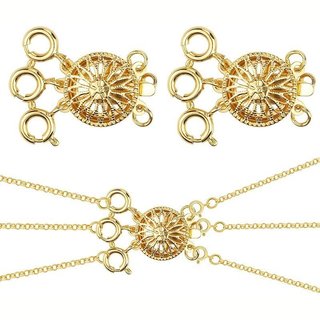 Conjunto de 2 peças de fechos para colares em camadas, separador de colares dourado para joias em camadas, conversor de 