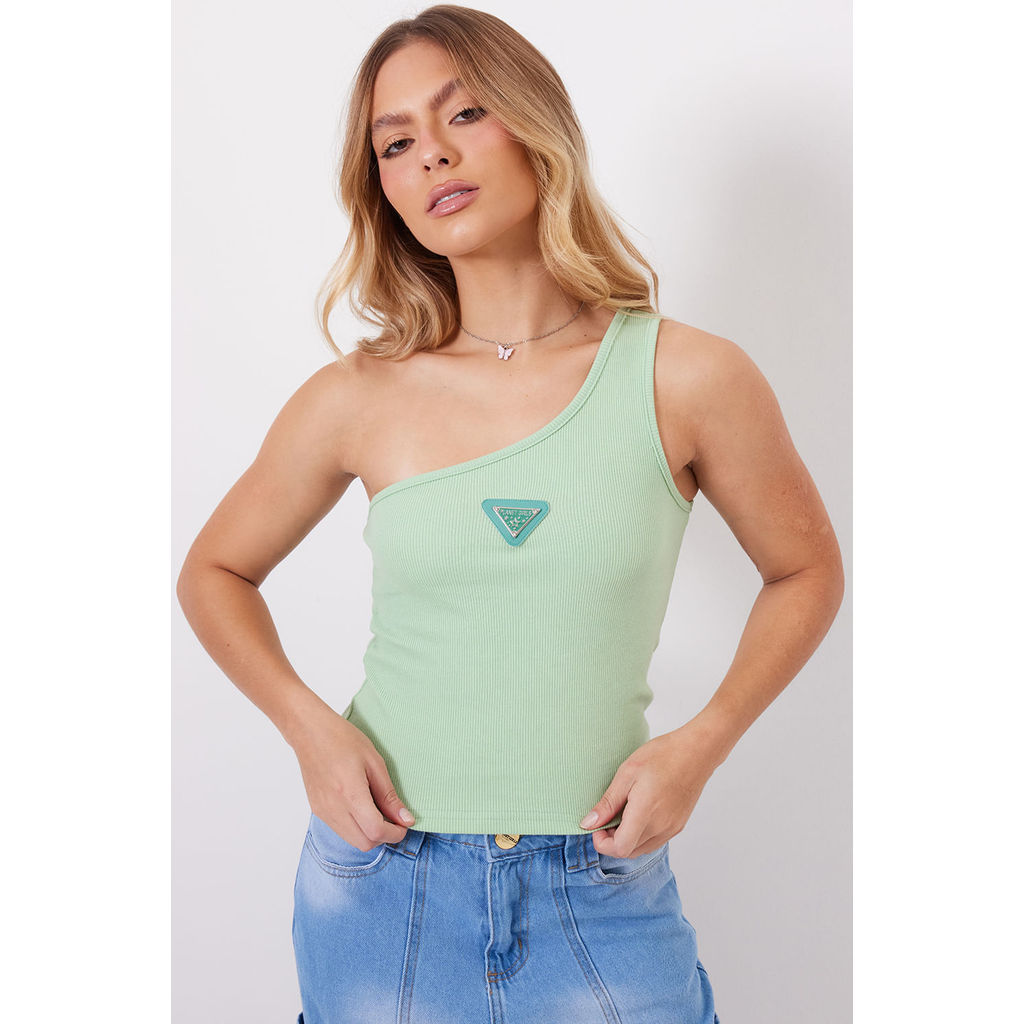 Regata Feminina Um Ombro Planet Girls Verde