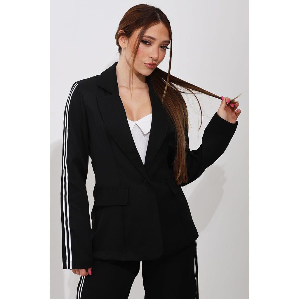 Blazer Alongado Feminino Faixa Girls Boss Planet Girls Preto
