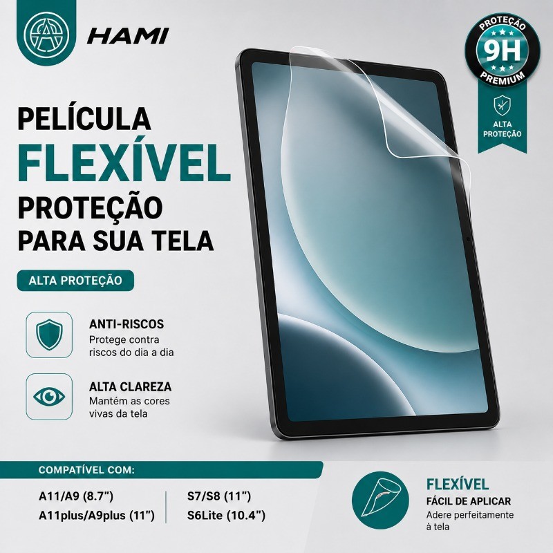 HAMI Película Cerâmica HD Proteção Tela Tablet Samsung A11/A9 Plus S6 Lite S7/8,Película Flexível HD