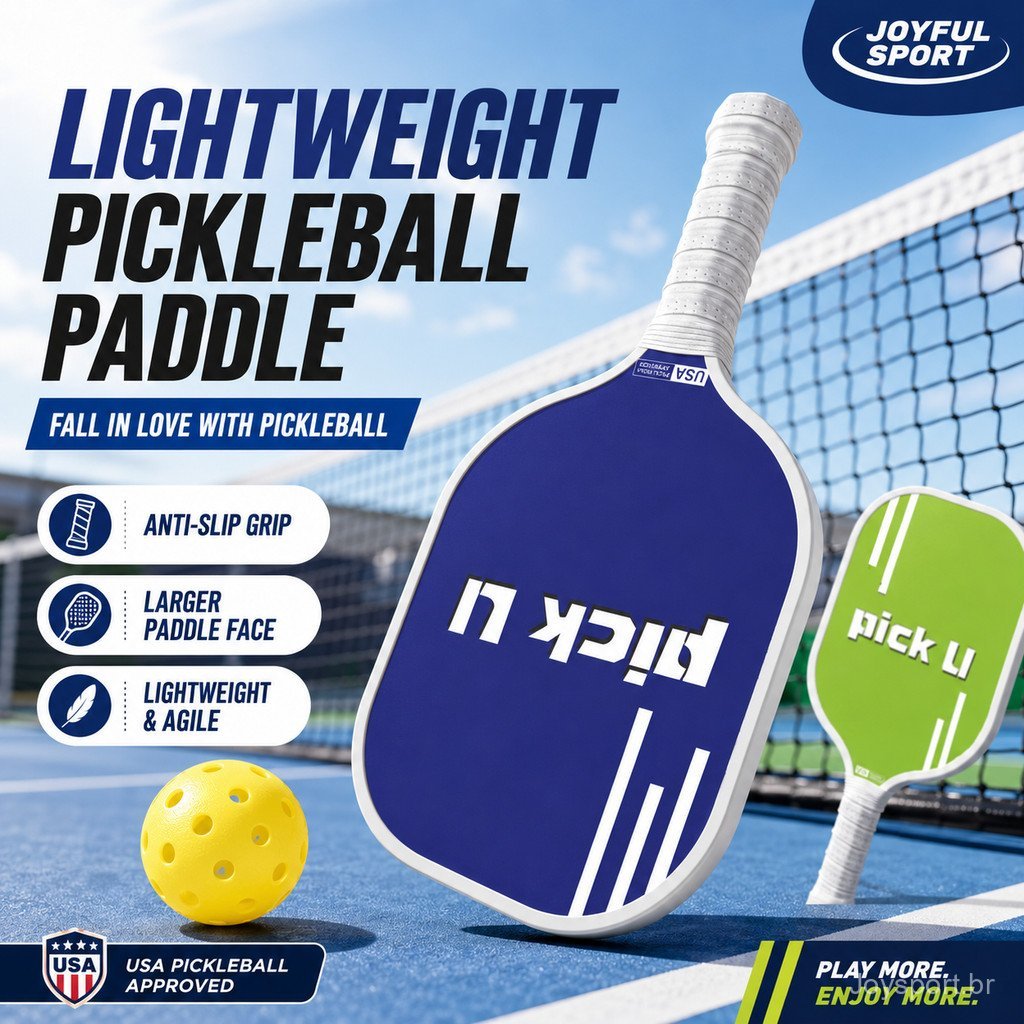 Raquete de pickleball de madeira para esportes ao ar livre, lazer e entretenimento para crianças e adultos.