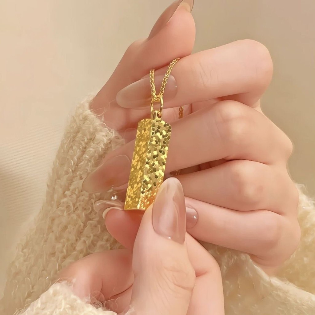 Colar com pingente de tijolo quadrado pequeno de gelo esmagado, acessórios de moda banhados a ouro da moda nacional