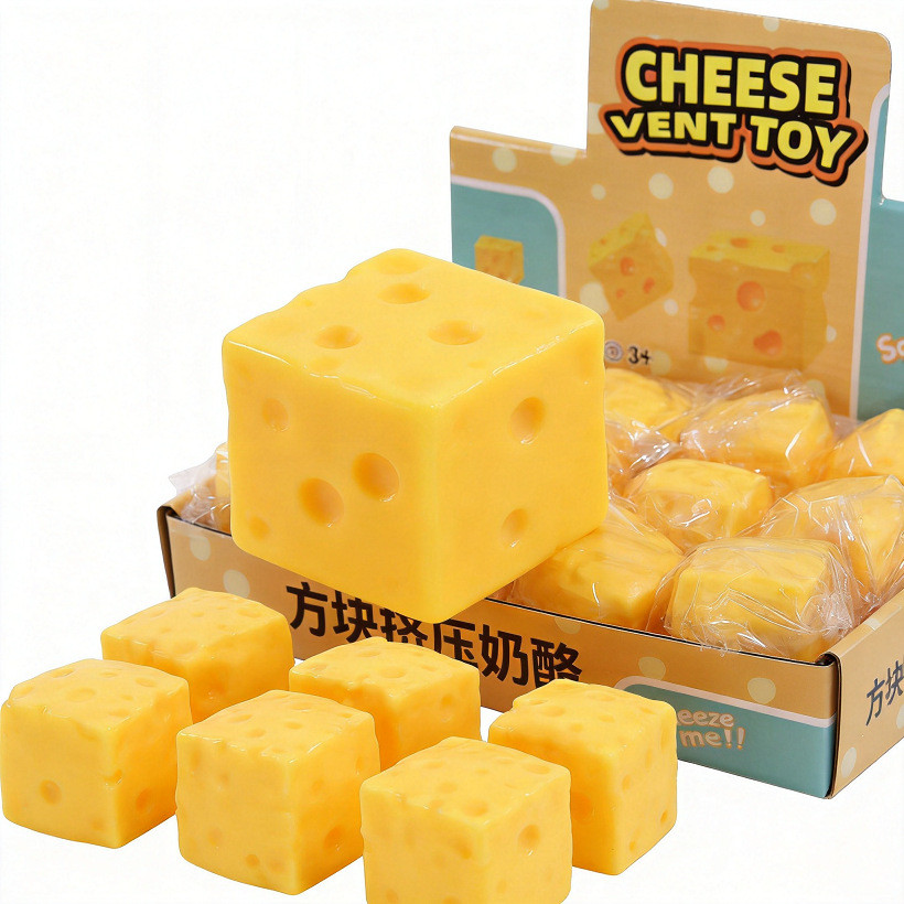 Brinquedo Mole De Queijo Quadrado , Bola De Alívio De Estresse Para Brincar Com Comida