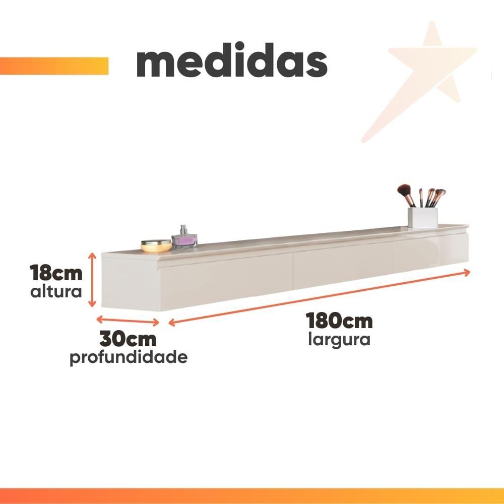 Penteadeira Suspensa 3 Gavetas 1,80m Aspen Off White EDN · foto 2