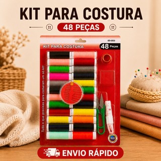 Kit de Costura Completo 48 Peças com 24 Linhas Coloridas, Agulhas e Acessórios | Ideal para sua demanda