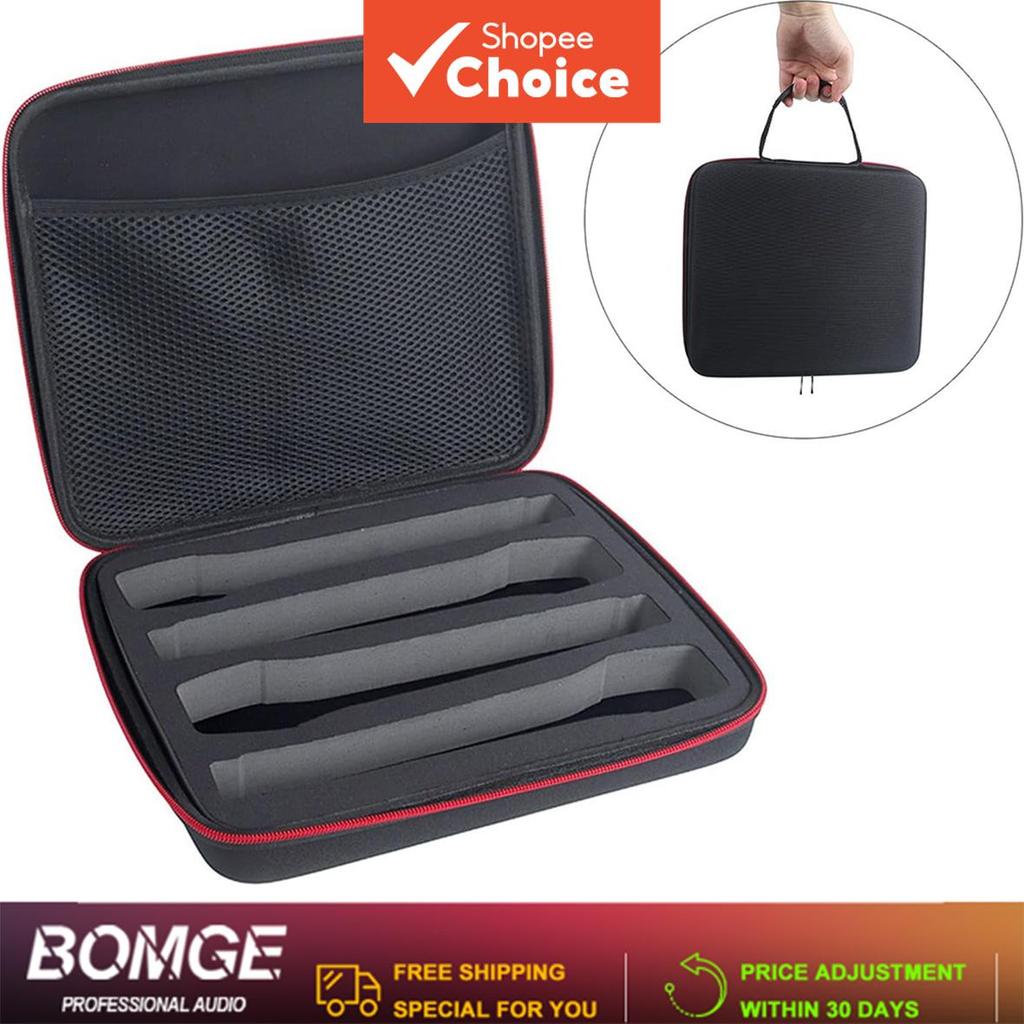 Caixa de transporte portátil para microfone sem fio com proteção rígida, ideal para armazenar até 4 microfones de mão