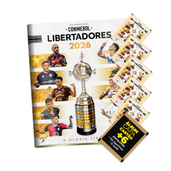 Libertadores 2026 Álbum Capa Mole+06 envelopes (30 Figurinhas/6 Cards)