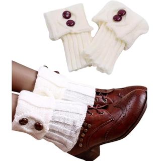 Polainas Femininas de Tricô com Botões, Estilo Whimsy Twee, Aquecedores de Pernas Shoujo, Acessórios Harajuku de Outono,