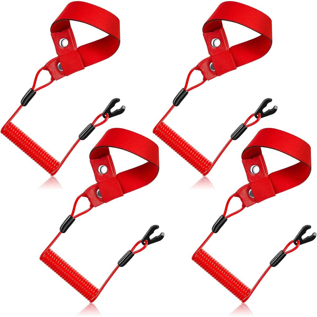 Shappy 4 Peças Chaves Universais para Motores de Popa com Cordão de Segurança (Vermelho, Clássico)