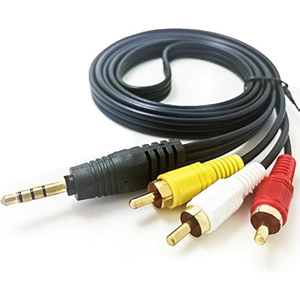 Cabo AV TV de 3,5 mm para 3 RCA, Cabo de Áudio e Vídeo MaxLLTo para Filmadora Panasonic K2KC4CB00014 - 5 Pés