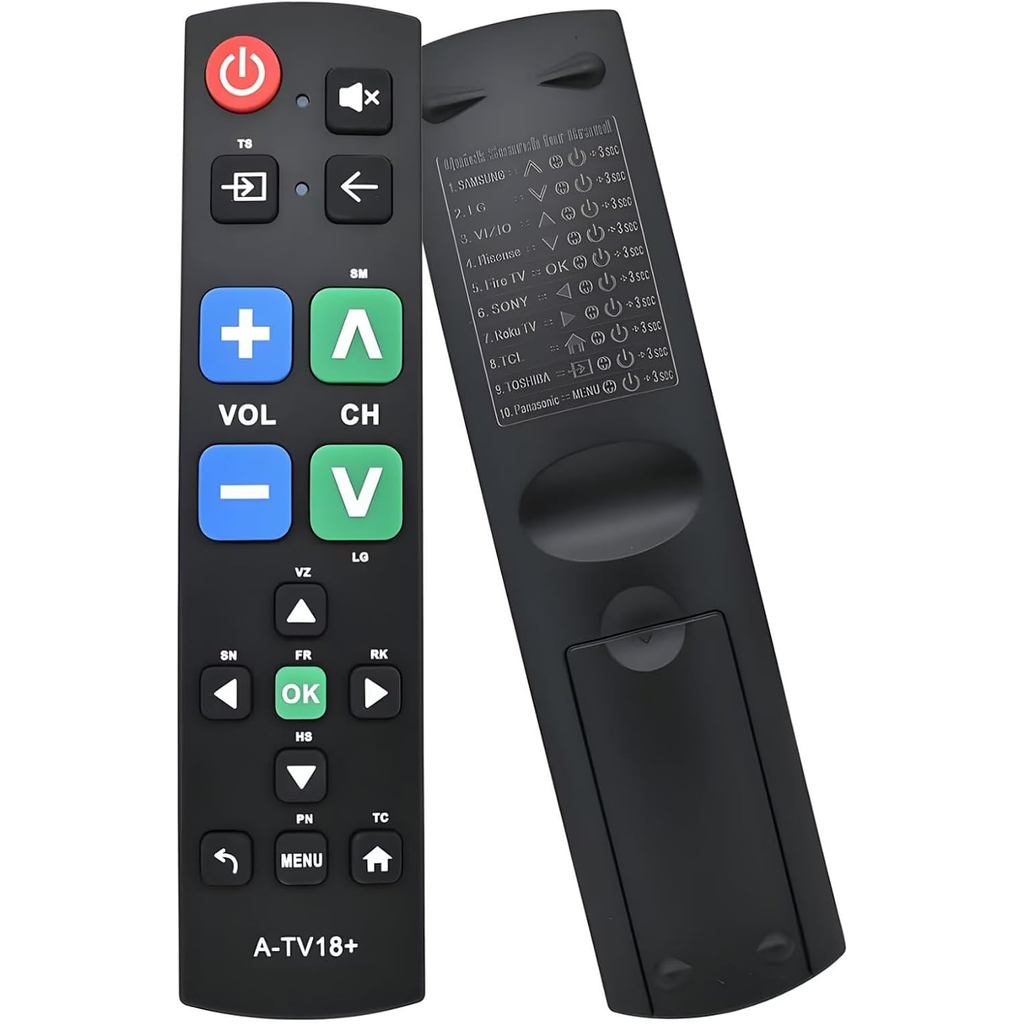 Controle Remoto Universal para TV com Botões Grandes para Idosos, Controle Simples e Fácil de Usar para TV, Botões Grand