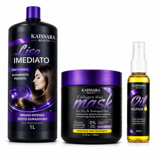 Kit Progressiva Kaissara Beauty + Máscara Collagen Hair + Óleo reparador 60ml