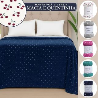 Manta Cobertor Casal Microfibra Macia Quentinha Antialérgica Aveludada 2,00 x 2,20 Poá Habitat