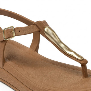 Sandália Feminina Flatform Plataforma Detalhe Metalizado Fivela Ajustável Leve Macia Casual