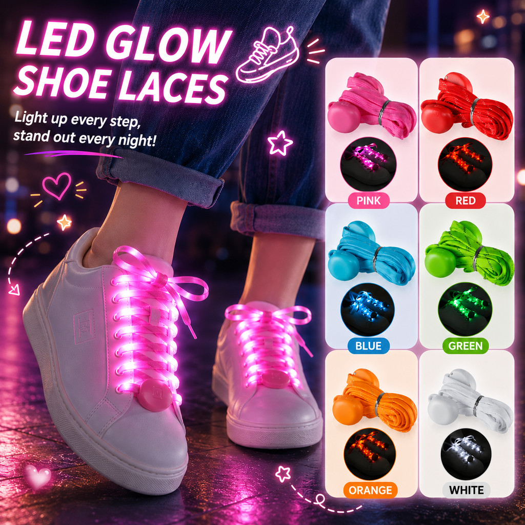 Cadarços Iluminados Por LED De 8a Geração De Nylon Que Brilham No Escuro