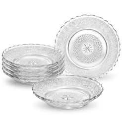 Kit 6 Pratos Fundo De Vidro Star 23,5cm Cozinha Decoração