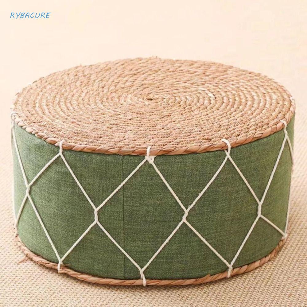 Imagem Banqueta Tecida , Almofada De Piso À Mão De Material Durável Zafu De Formato Redondo De Palha Natural De Design Portátil