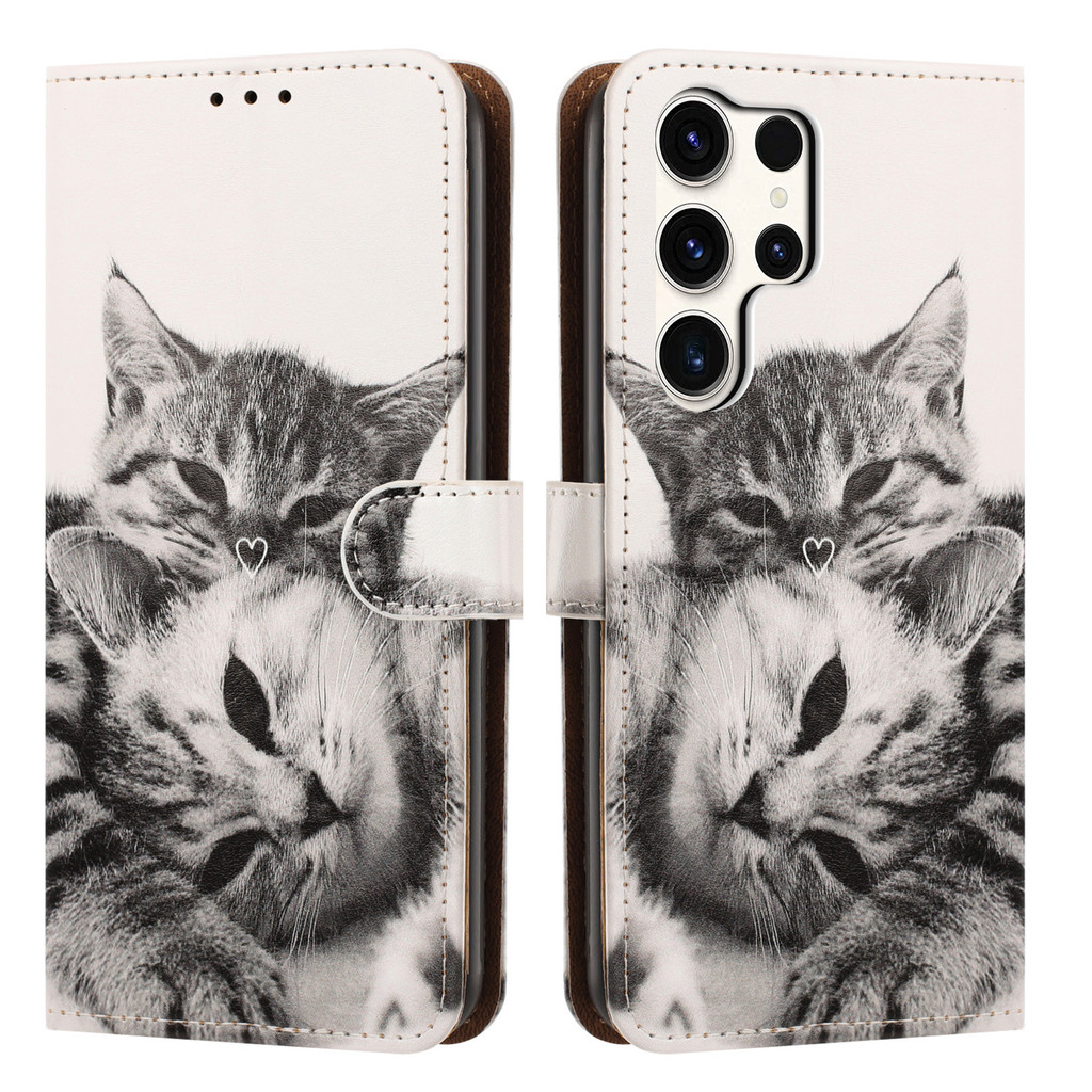 Pintado Flip Slot Para Cartão Carteira Caso De Couro Samsung S26 Ultra S25 S24 S23 S22 Plus A27 A17 A07 A37 A57 A06 Capa