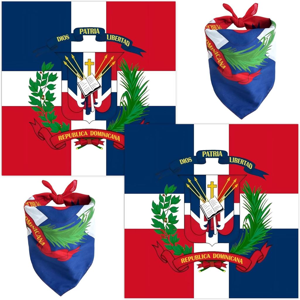 WEITBF Pacote com 2 Bandanas com Bandeira da República Dominicana - Lenços de Cabeça 100% Algodão, 22 x 22 polegadas