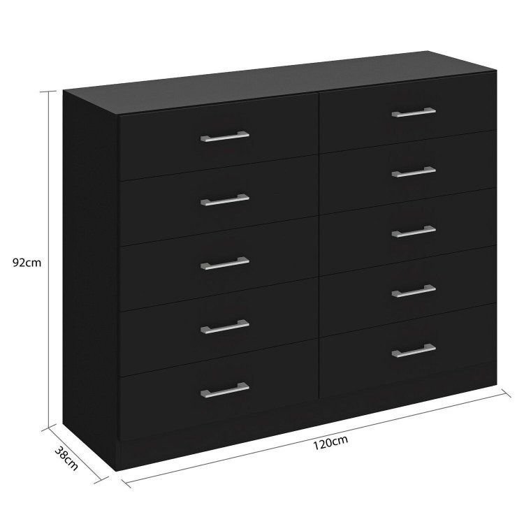 Cômoda para Quarto 10 Gavetas Caribe Preto Preto · foto 2