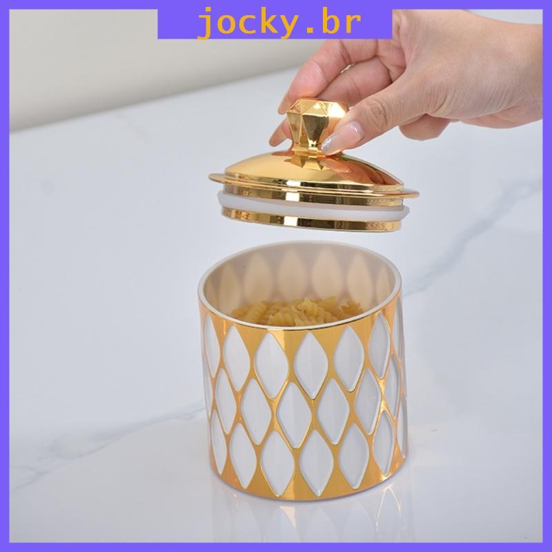 JOY Conjunto De 3 Recipientes De Armazenamento Selados Com Decoração Dourada Elegante E Frascos Organizadores Transparen
