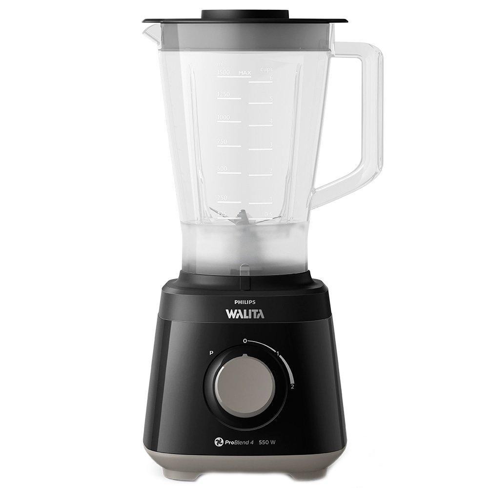Liquidificador Philips Walita Daily RI2110 - Copo de Plástico, 2 Velocidades + Pulsar, 550W, Preto