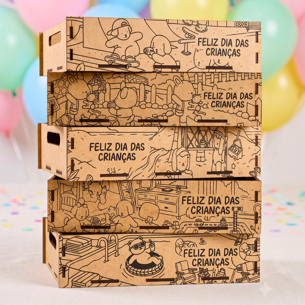 Kit Bandeja Cesta Mdf 10x15 Dia Das Crianças Lembrancinha Presente