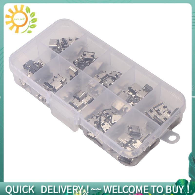 100 Pçs/Lote 10 Modelos Tipo-C Conectores De Doca De Carregamento USB Mix 6Pin E 16Pin Uso Para Telefone Kits De Reparo 