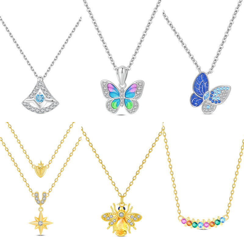 Colar Original S925 prata ouro abelha colar colorido borboleta colar de ouro presente de aniversário