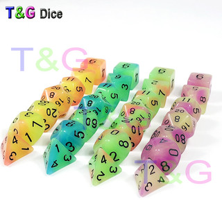 Dados luminosos de duas cores, dados fluorescentes de cores mistas, grupo de corrida, adereços de jogo de tabuleiro, con