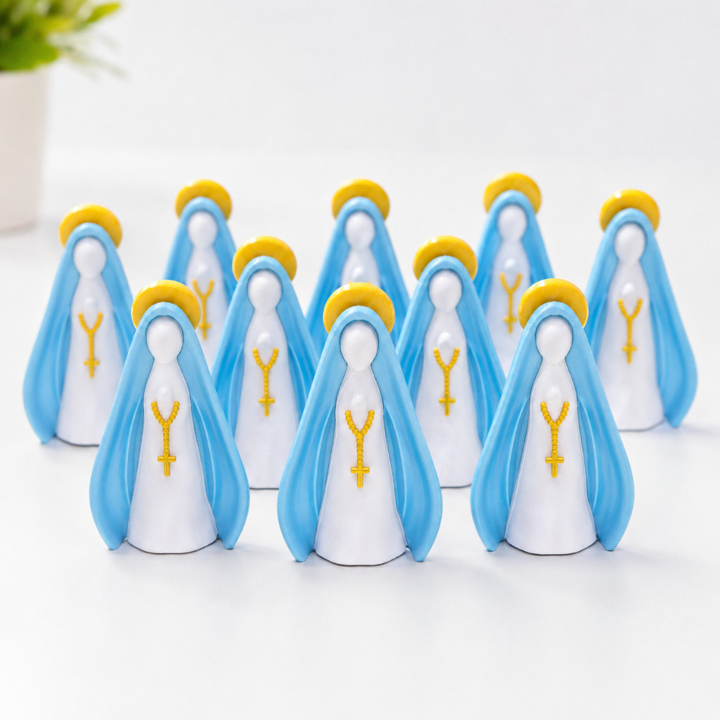 Kit 10 Nossa Senhora Aparecida Miniatura 8cm Imagem Católica Santinha para Lembrancinha Religiosa Batizado Aniversário