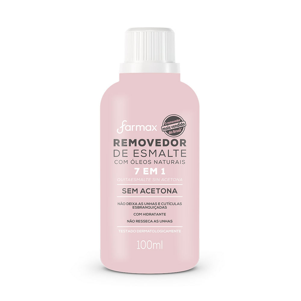 Removedor de Esmalte Farmax com Óleos Naturais 7 em 1 Sem Acetona 100ml
