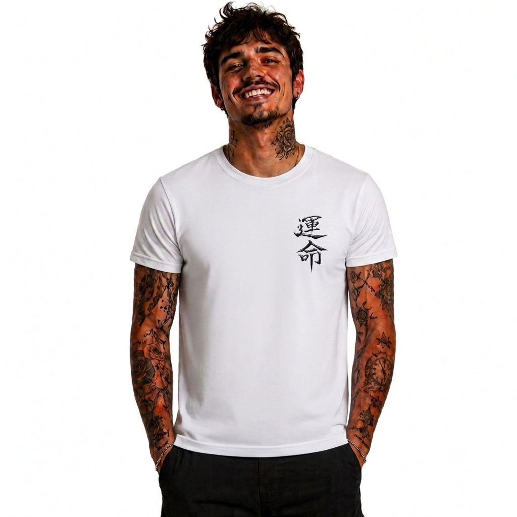 Camiseta Adulto Masculino Samurai Street Moderno Estilosa Blusa Confortável Algodão Estampada Japão