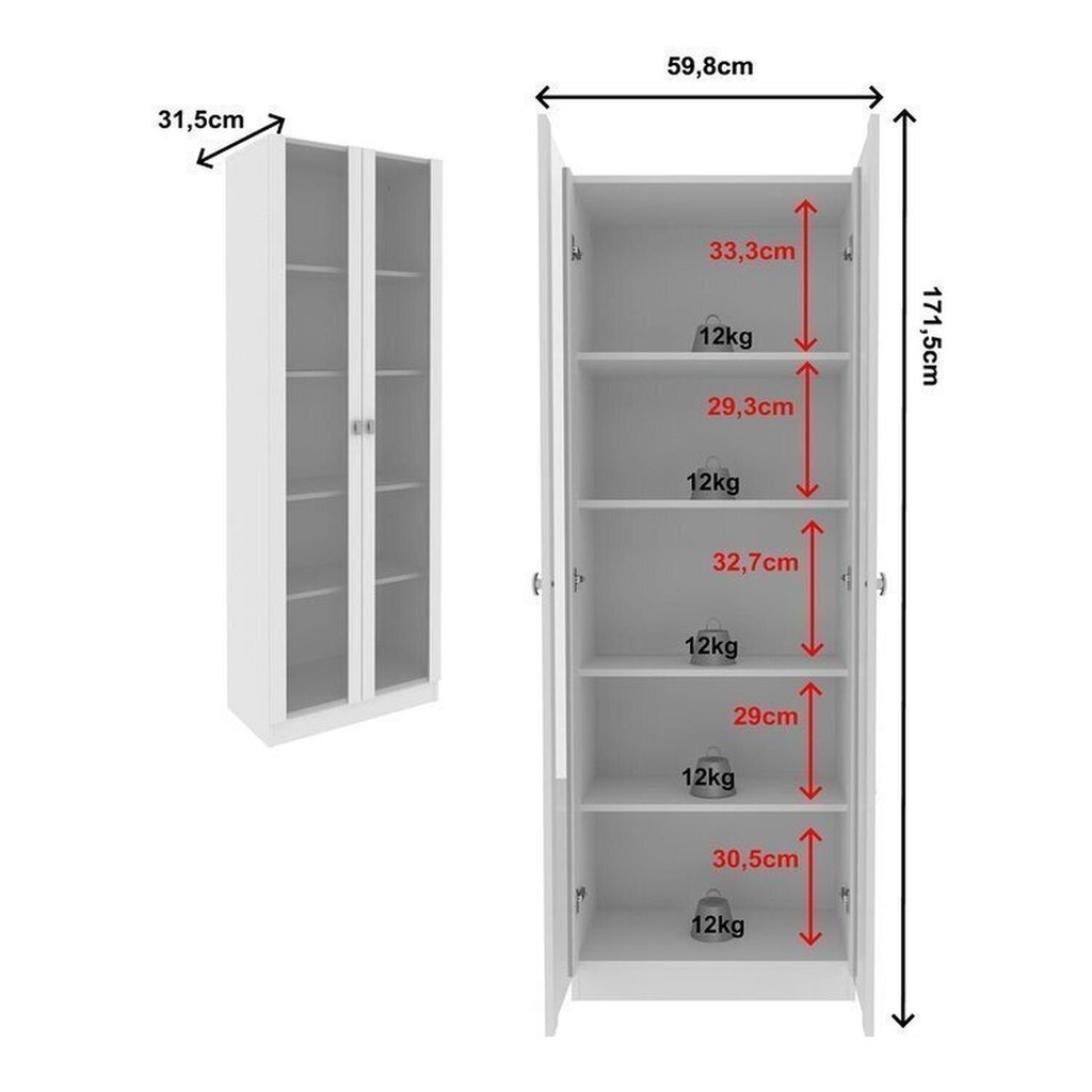 Kit 2 Cristaleiras Multiuso com 4 Portas de Vidro e 8 Prateleiras Branco · foto 2
