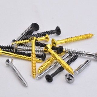 Guitarra elétrica baixo elétrico baixo pescoço corpo placa de conexão fivela fixação parafuso de madeira 4.2MM/5.1MM