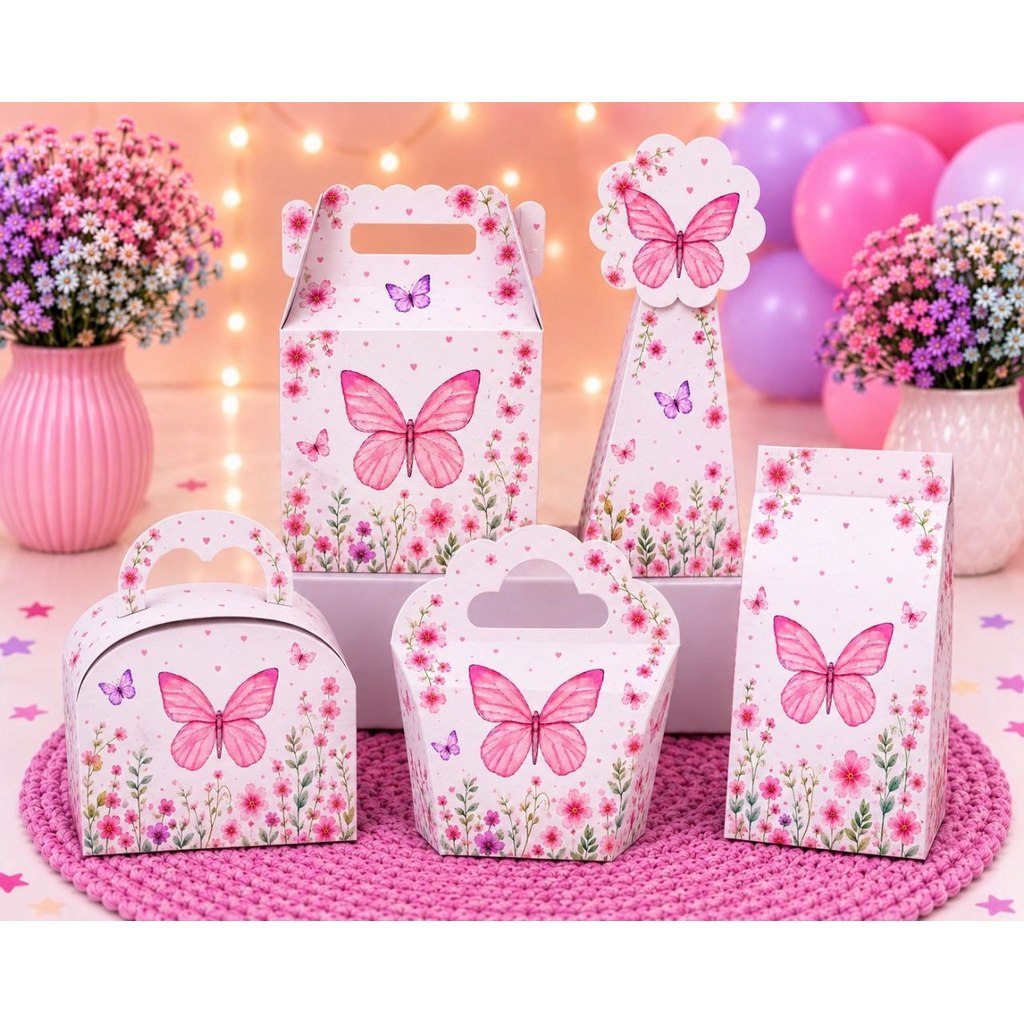 KIT FESTA Caixas Personalizadas Tema JARDIM ENCANTADO BORBOLETAS ENVIO RAPIDO| Lembrancinhas Festas CAIXAS Pegue e monte