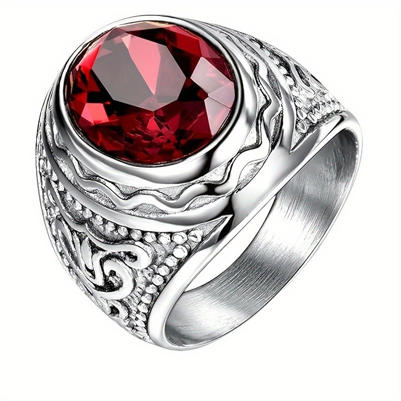 Anel pronto estoque Retro gravado padrão anel masculino anel de casamento dourado um grande anel de diamante adequado pa