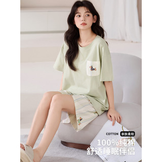 Fenteng Ke'an Pijama de algodão puro feminino 2026 novo estilo verão estilo fino simples pode usar fora 100% algodão Lou