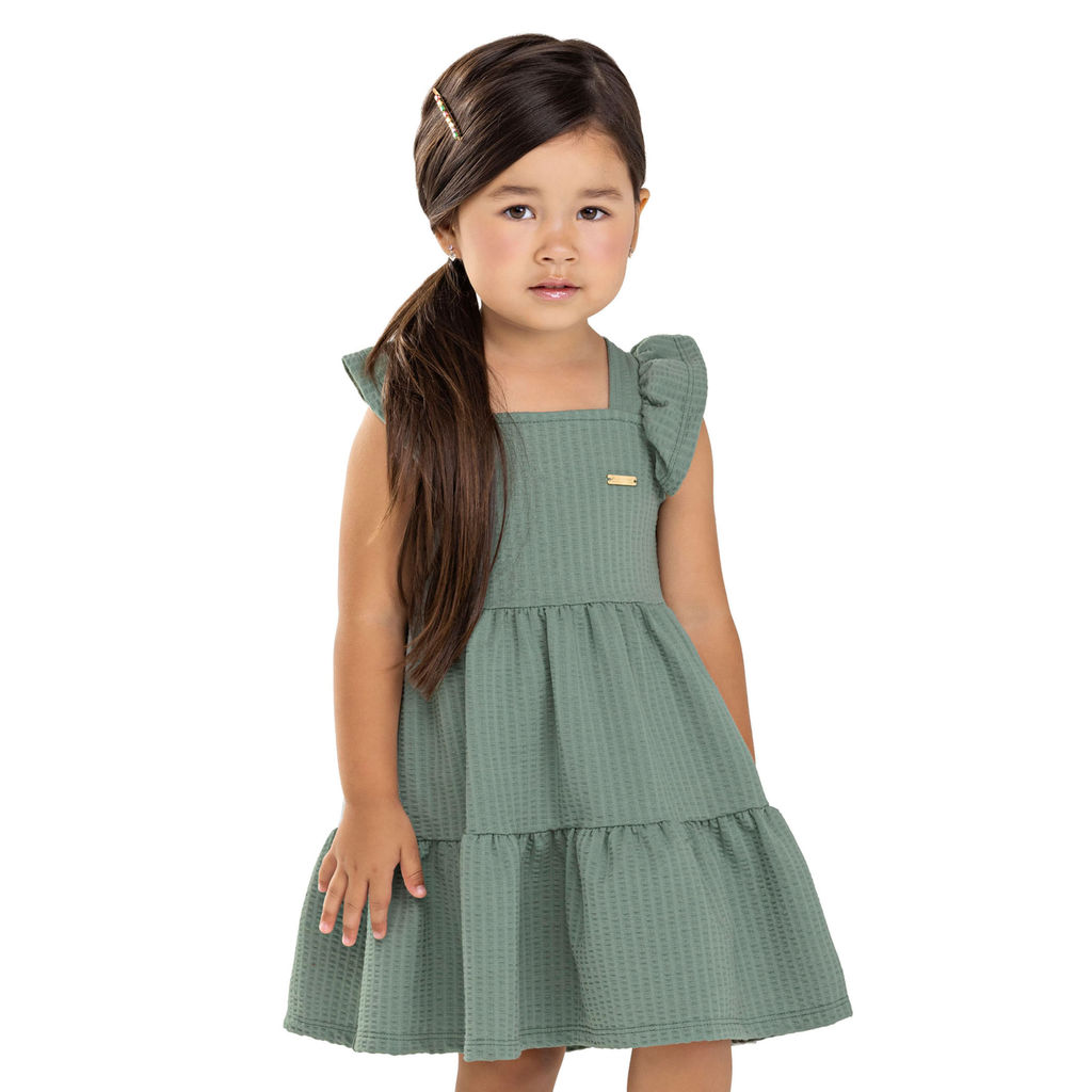 Vestido Infantil Menina Texturizado Laço Colorittá Verde
